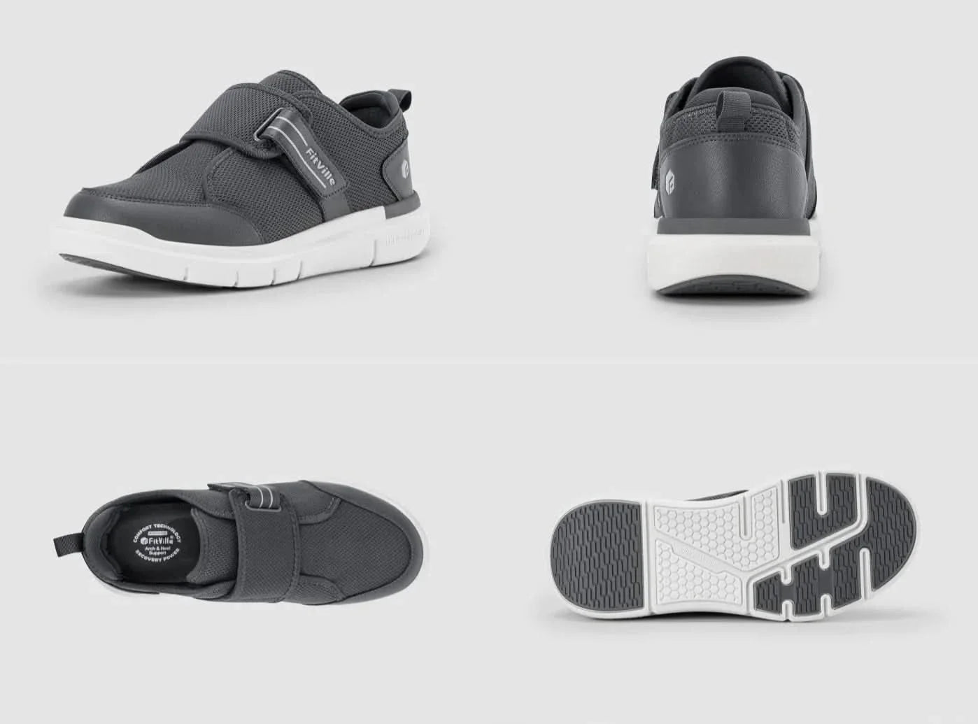 FitVille StrapEase V10 - Scarpe Ortopediche per Edema e Diabete (Uomo)