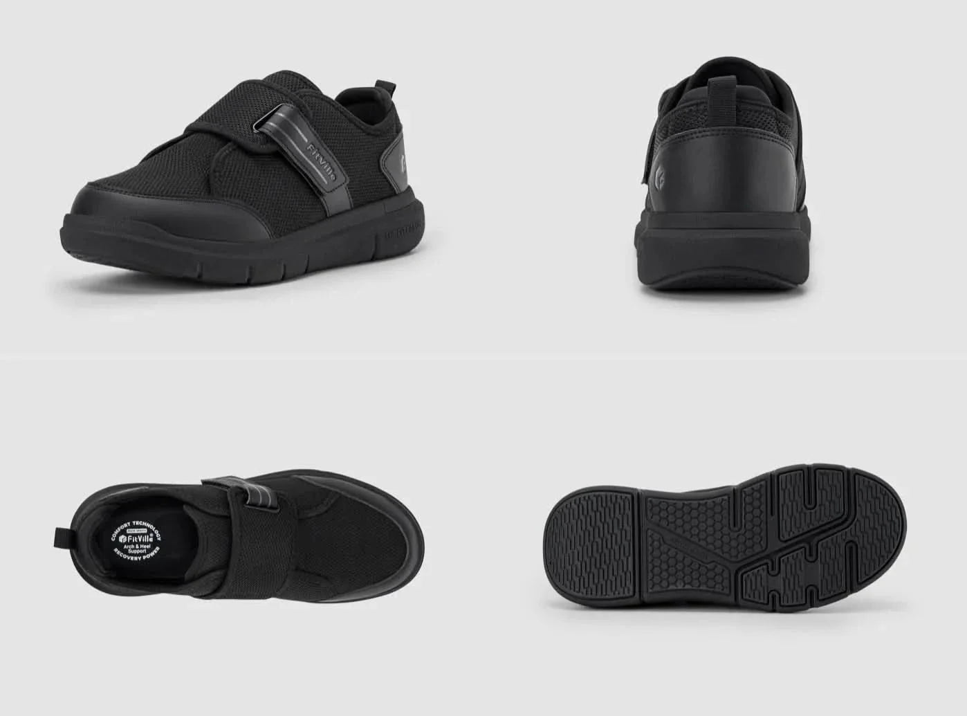 FitVille StrapEase V10 - Scarpe Ortopediche per Edema e Diabete (Uomo)