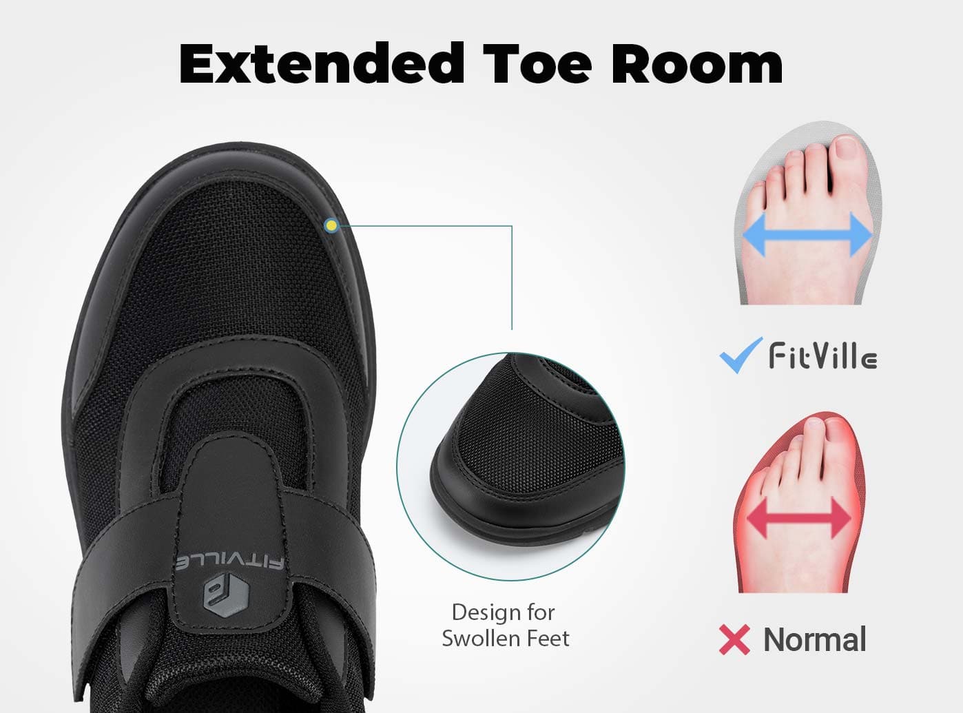 FitVille StrapEase V4 - Scarpe Comfort per Circolazione e Supporto (Uomo)